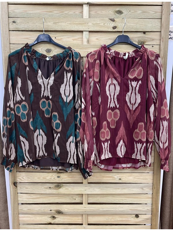 Camisa cenefa con brillito vertical