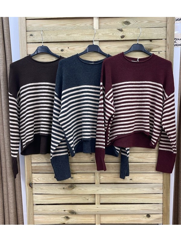 Jersey con cuerpo de rayas