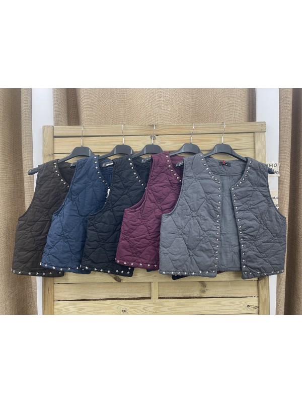 Chaleco acolchado con bordes de estrellitas