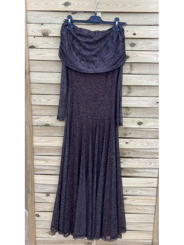 Vestido de tul pintas de manga larga con Maxi hombros 2