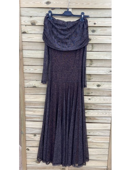 Vestido de tul pintas de manga larga con Maxi hombros