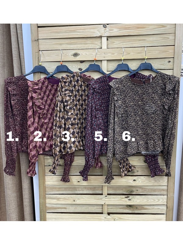 Camisa Andrea de gasa con brillito y cuerpo fruncido