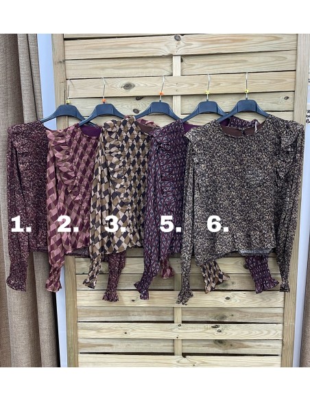 Camisa Andrea de gasa con brillito y cuerpo fruncido