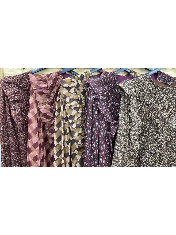 Camisa Andrea de gasa con brillito y cuerpo fruncido