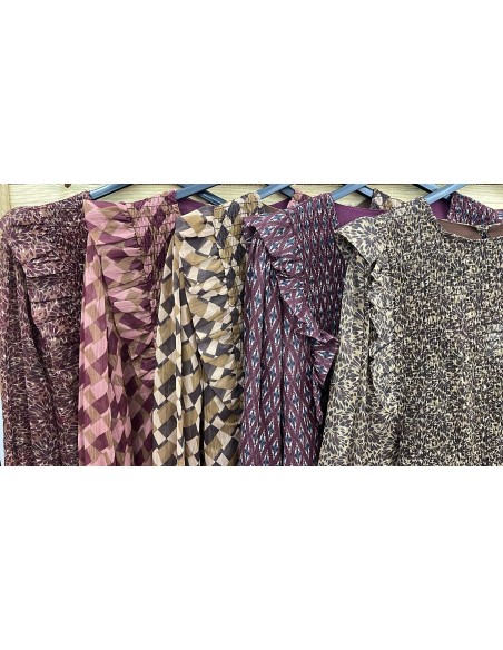 Camisa Andrea de gasa con brillito y cuerpo fruncido