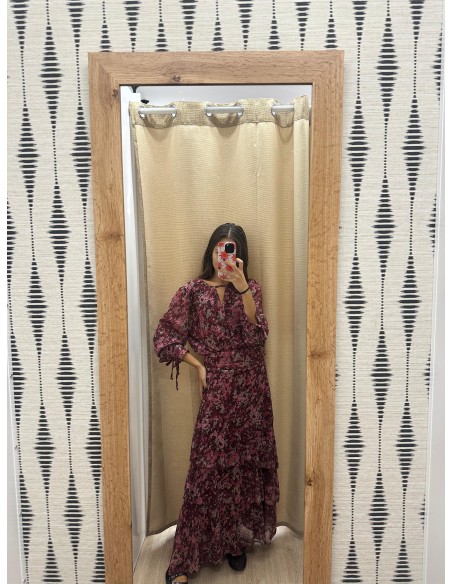 Falda estampado floral con triple volante