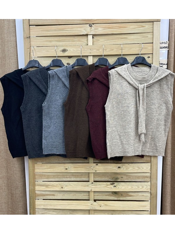 Chaleco de punto con nudo delantero