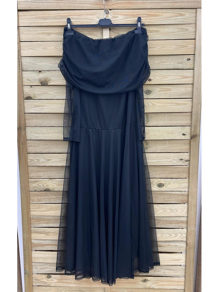 Vestido de tul liso manga larga