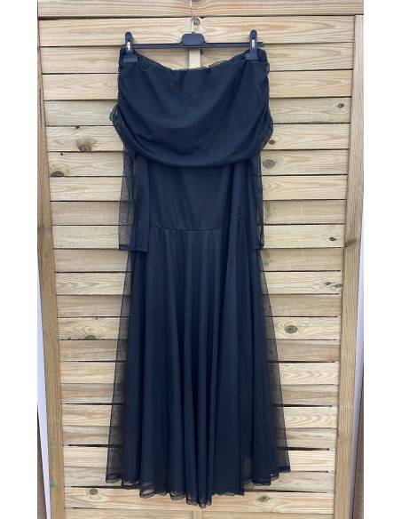 Vestido de tul liso manga larga