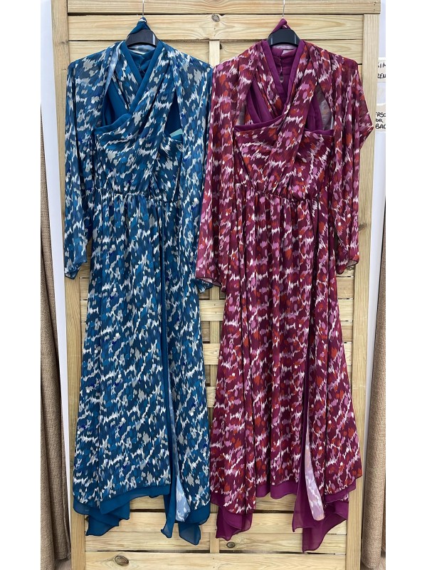 Vestido escote cruzado con mangas