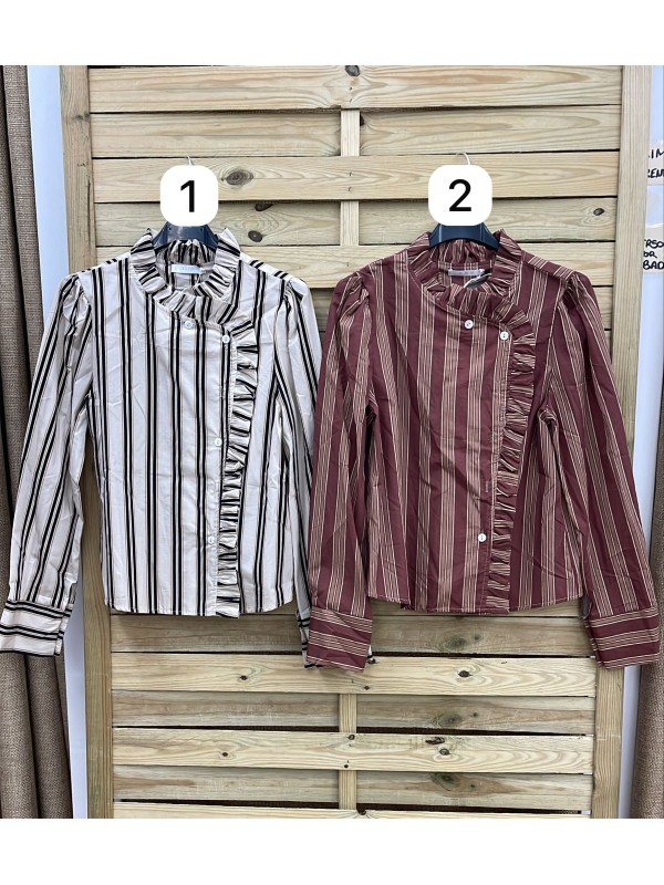 Camisa estampada volante vertical lateral