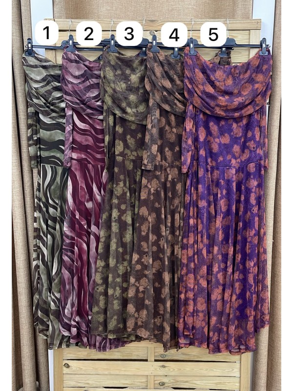 Vestido de tul estampado manga larga