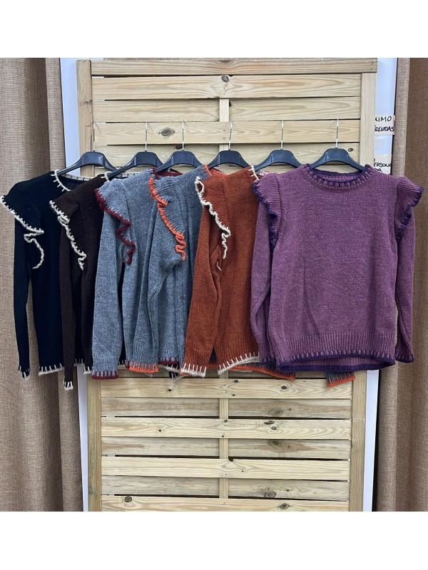 Jersey liso con capita en hombros y vivos de color