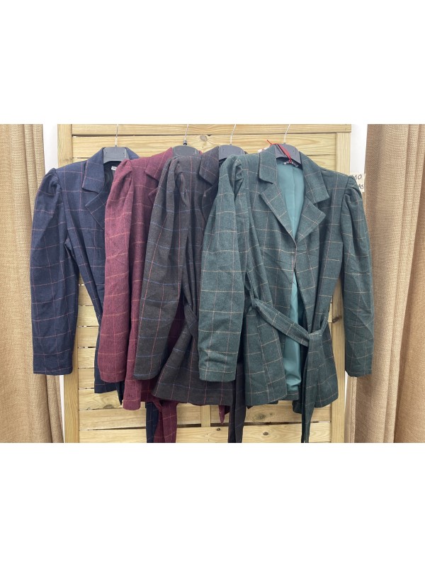 Chaqueta Avi hombro abullonado de cuadros