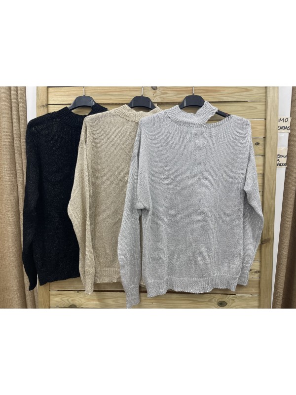 Jersey brillito asimétrico con abertura