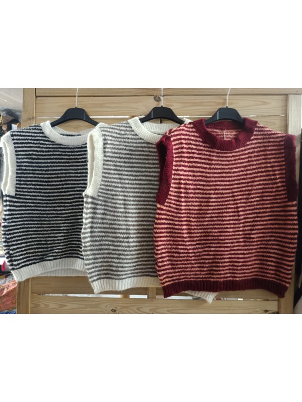 Chaleco rayitas horizontales con vivos lisos