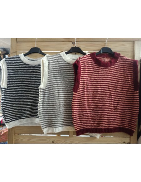 Chaleco rayitas horizontales con vivos lisos