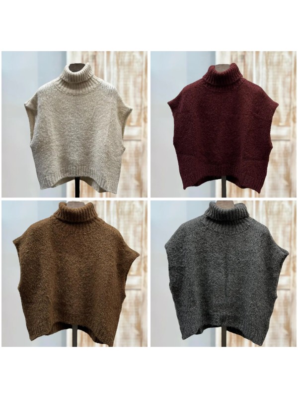 Chaleco de lana corto con cuello alto