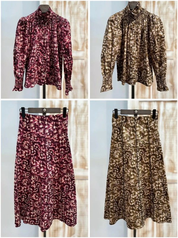 Falda midi estampado algodón con líneas verticales