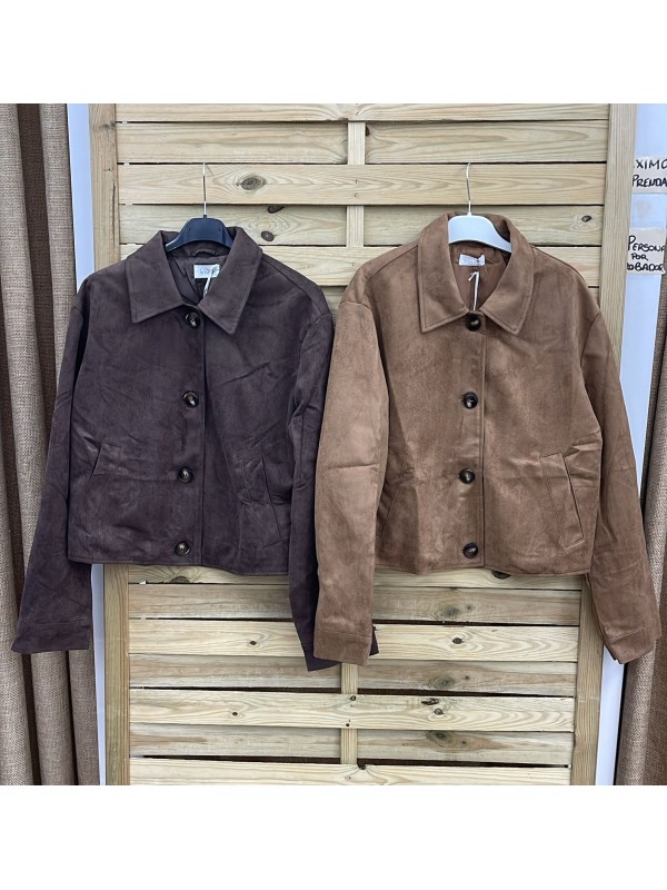 Chaqueta efecto ante con botones con botones