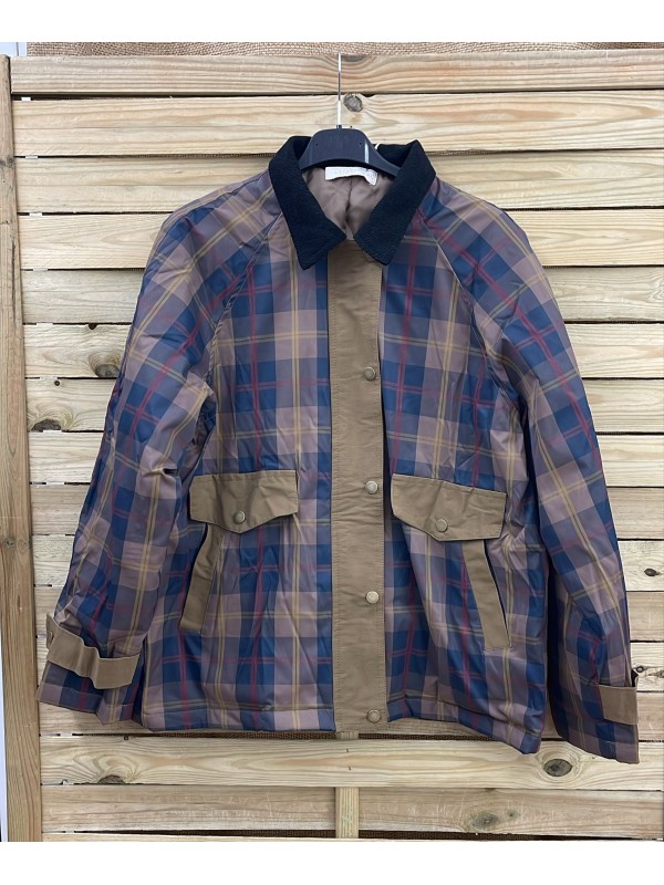 Parka cuadros con cuello de pana e interior acolchado