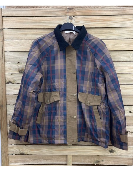 Parka cuadros con cuello de pana e interior acolchado