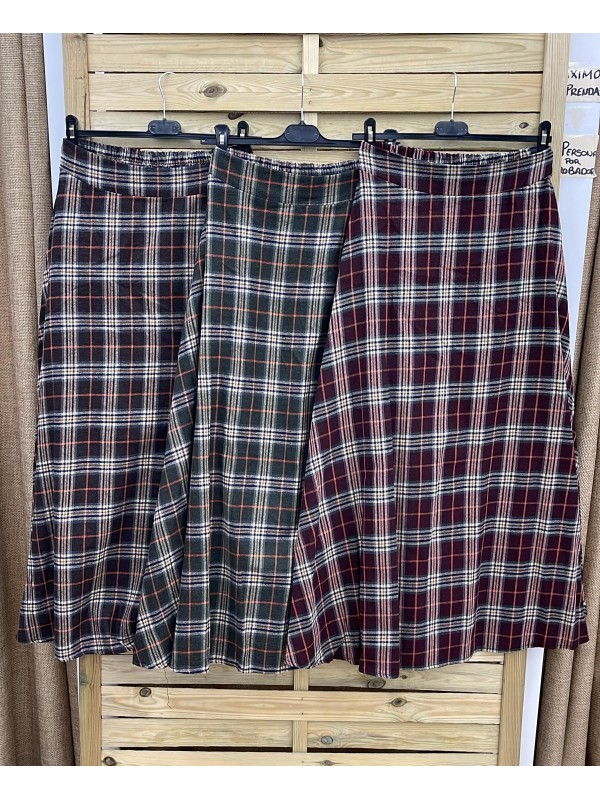 Falda larga tartán cintura elástica