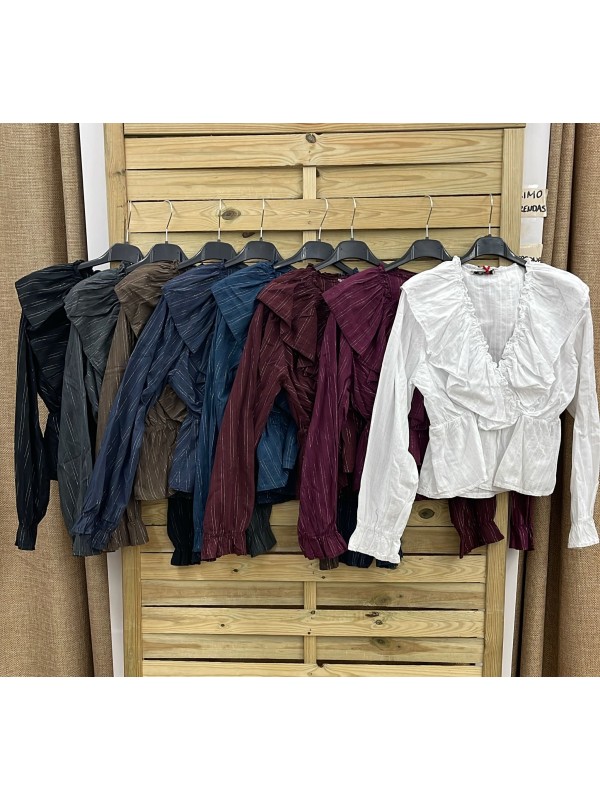 Camisa volante cruzado hilitos plata