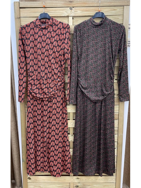 Vestido largo estampado racimos