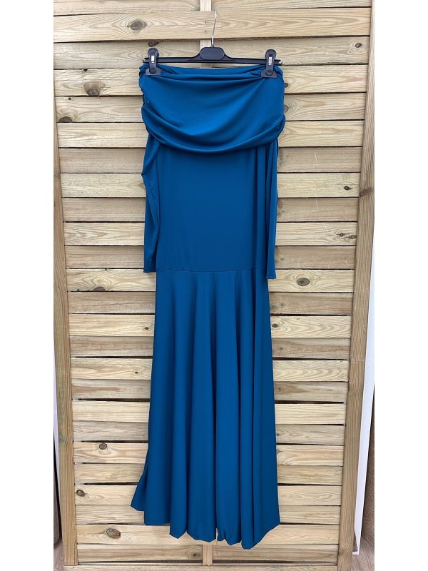 Vestido punto de licra liso hombros descubiertos