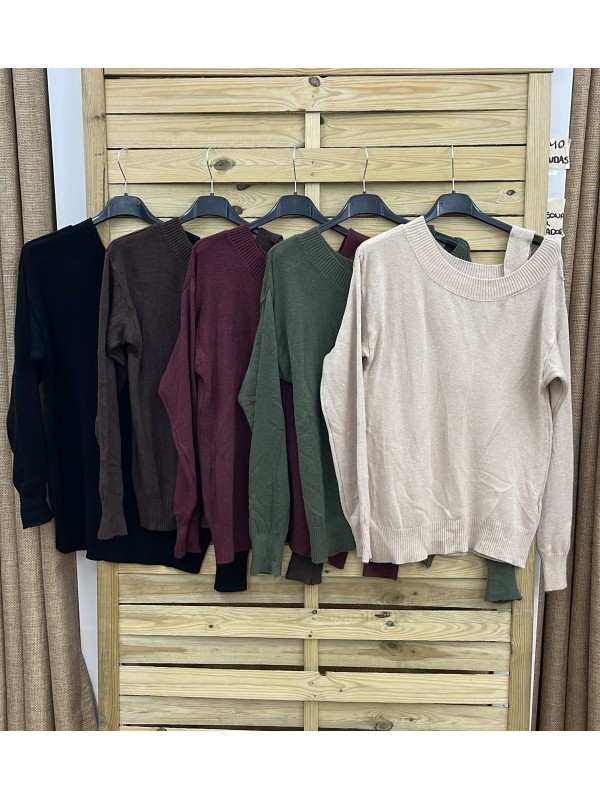 Jersey escote asimétrico con tiranta