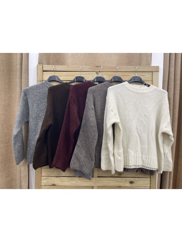 Jersey básico liso con bordes efecto canalé