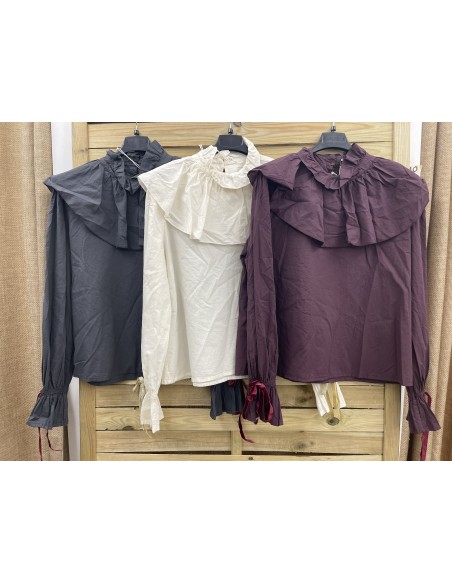 Camisa capa redondeada y lazo en puños