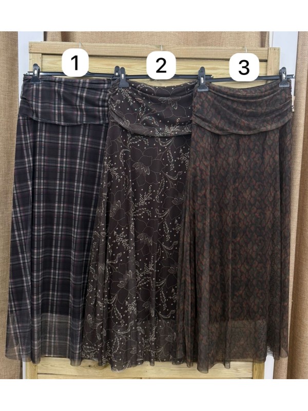 Falda de tul estampada fruncida en cintura