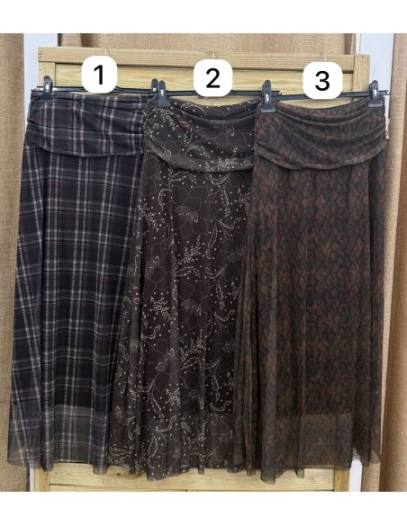 Falda de tul estampada fruncida en cintura