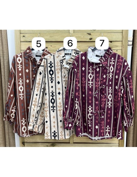 Chaqueta estampada con volante en cuello y lazadas