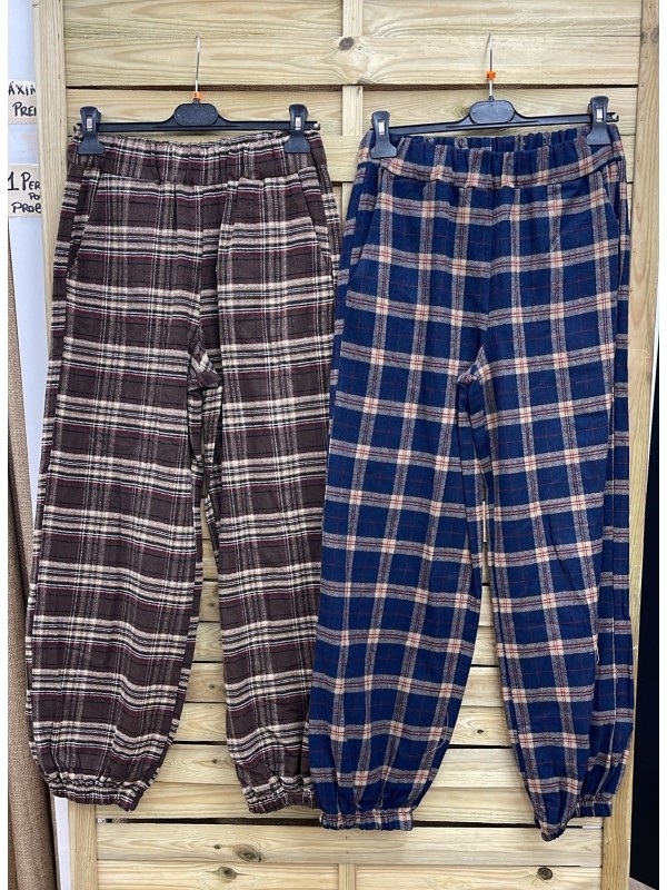 Pantalon bombacho de cuadros Clara