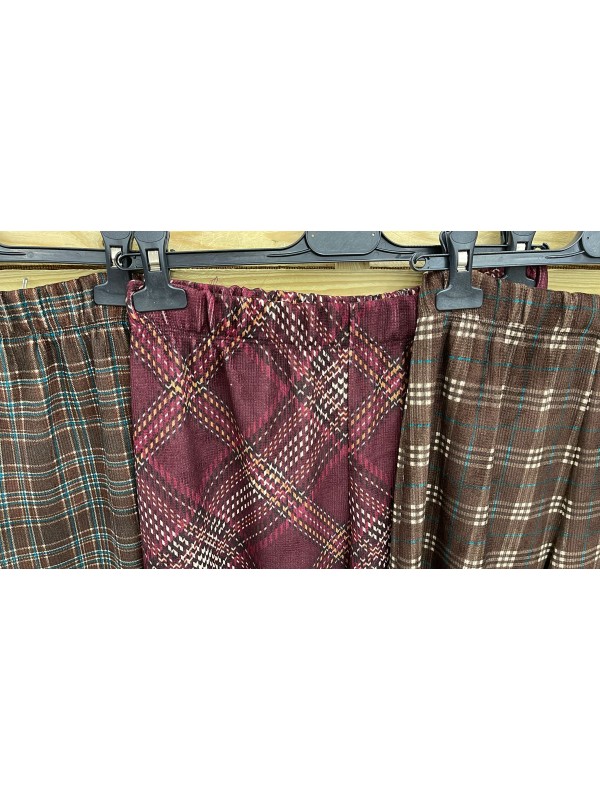 Pantalon ancho efecto micropana de cuadros con cintura elástica 2