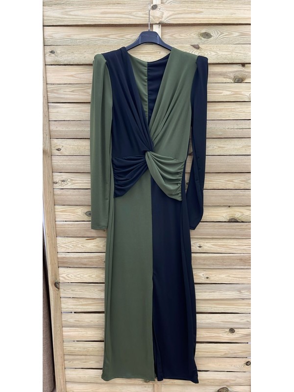 Vestido largo bicolor