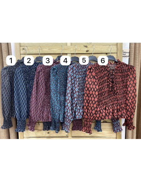 Camisa fruncida de gasa con lazos delanteros