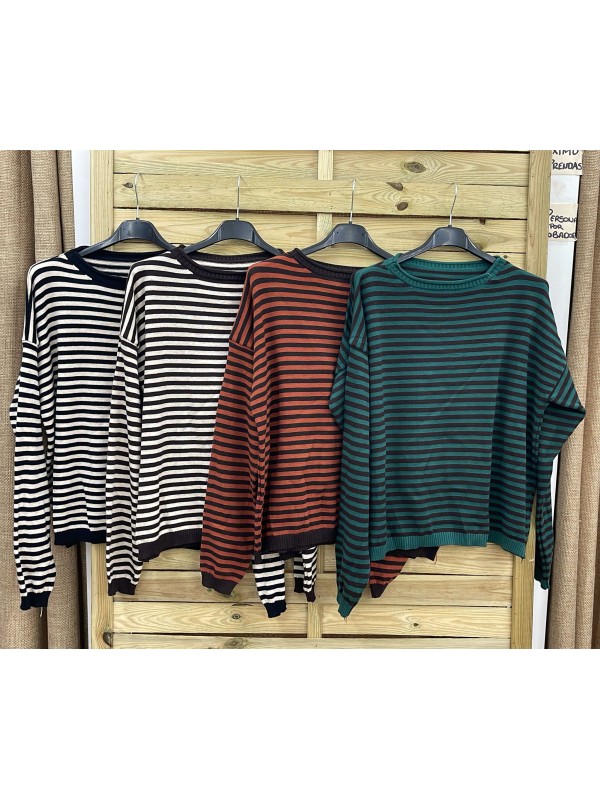 Jersey de rayitas horizontales y vivo fino liso