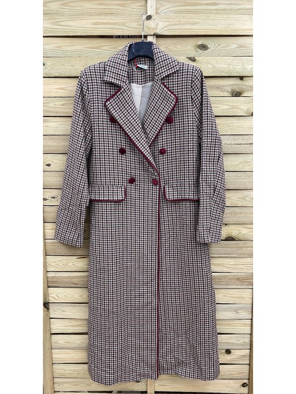 Abrigo cruzado pata de gallo con vivo liso