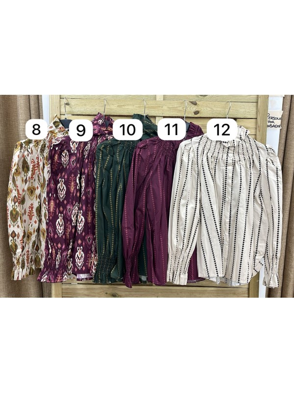 Camisa estampada con cuello alto fruncido 2