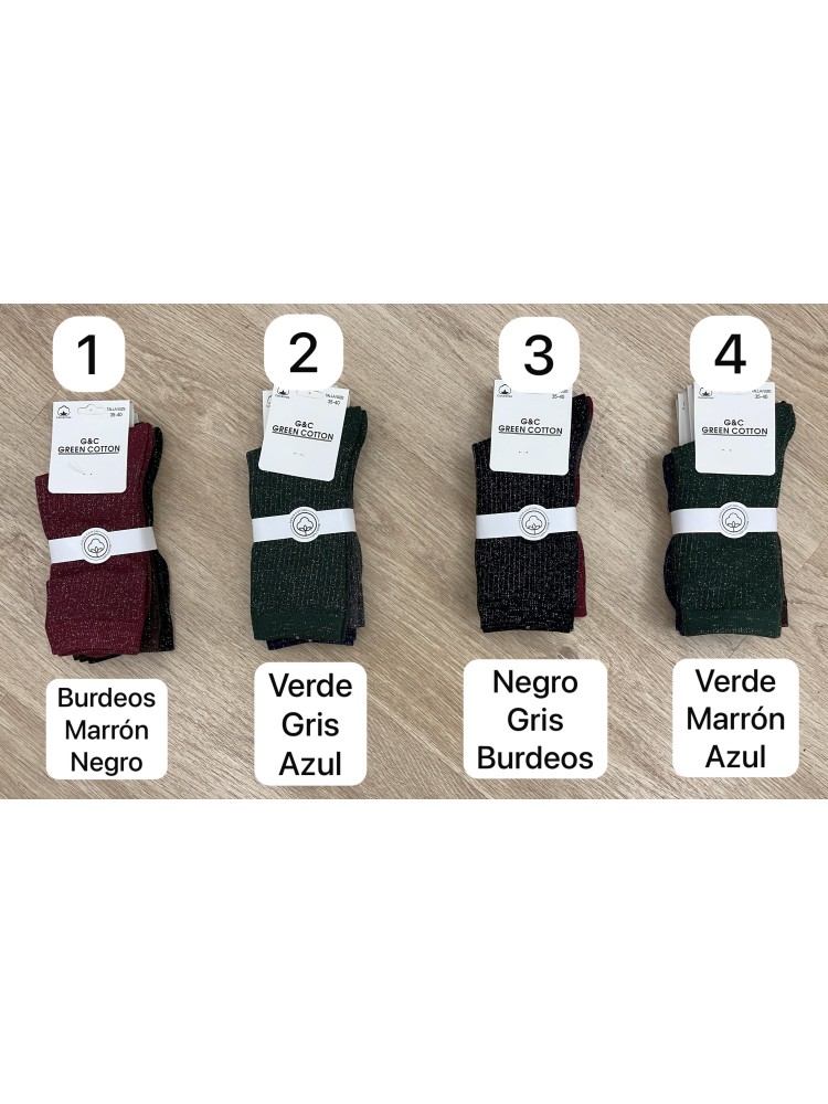 Pack calcetines canalé brillito
