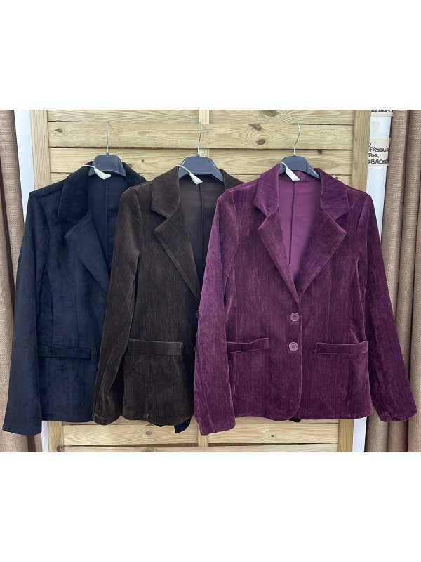 Blazer efecto terciopelo rayado