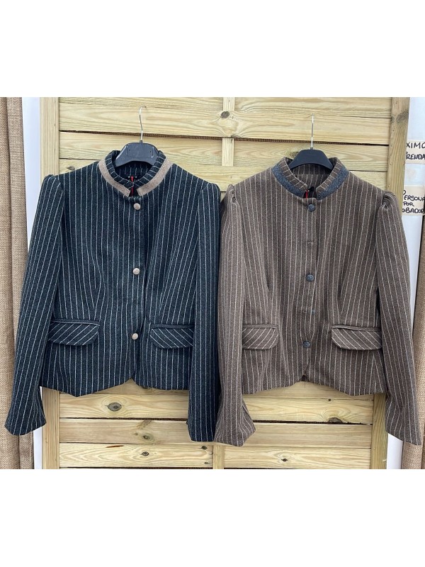Chaqueta raya diplomática cuello mao