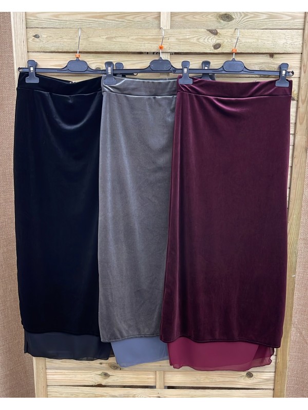 Falda terciopelo con bajo de gasa Valeria