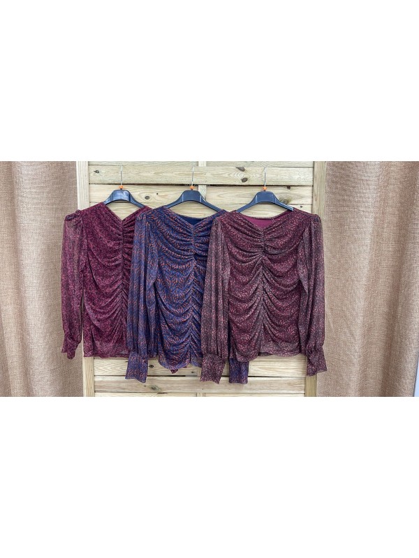 Top de tul con frunce vertical