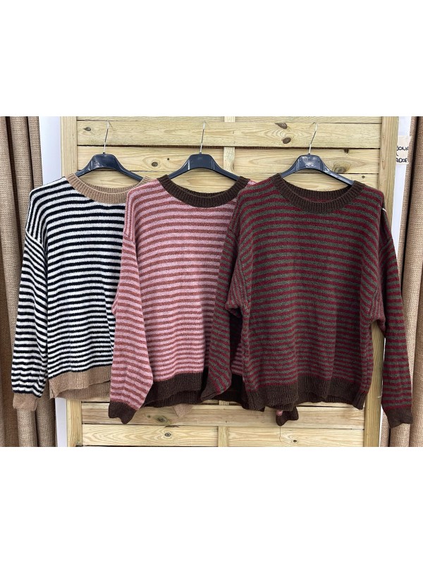 Jersey tricolor de rayitas con vivo