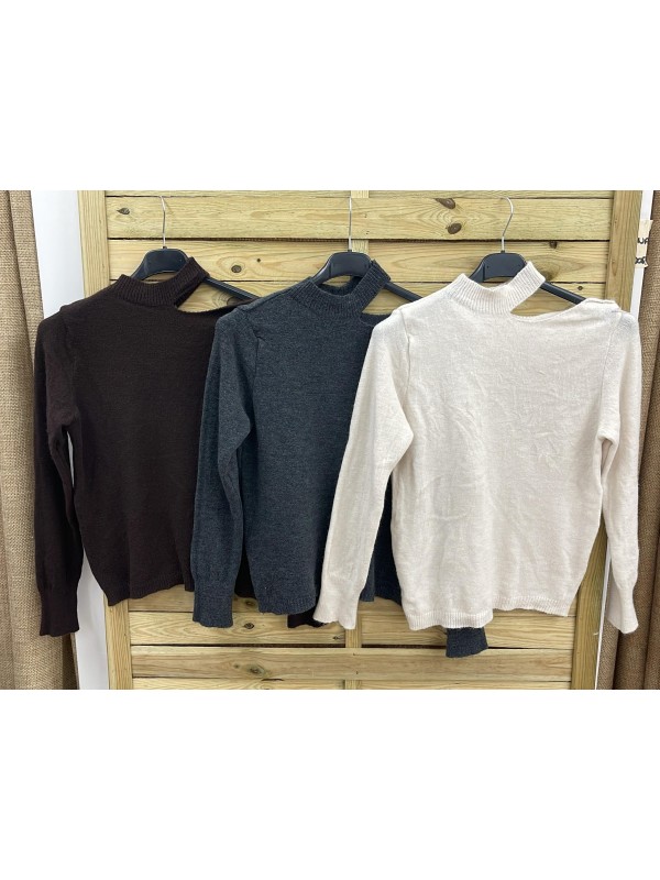 Jersey liso con abertura en hombro